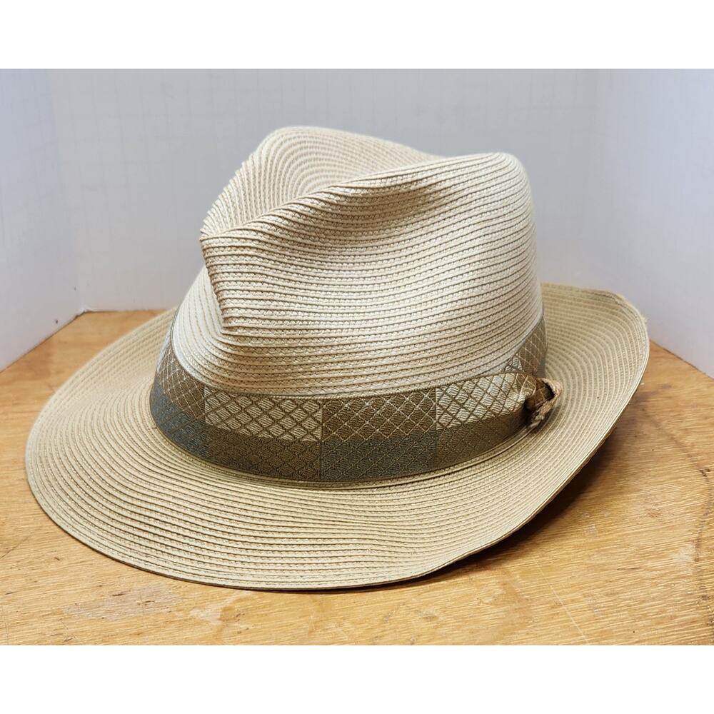 STETSON Men's Andover Florentine Milan Straw Fedora Sz 7 3/8 No Pin See Pics - Picture 2 of 7